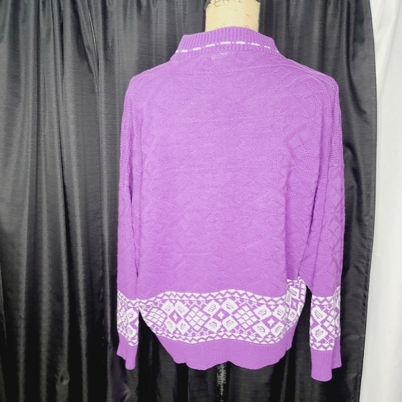 Vintage 80s Purple Mock Neck Oversized Cozy Sweater - Picture 2 of 11